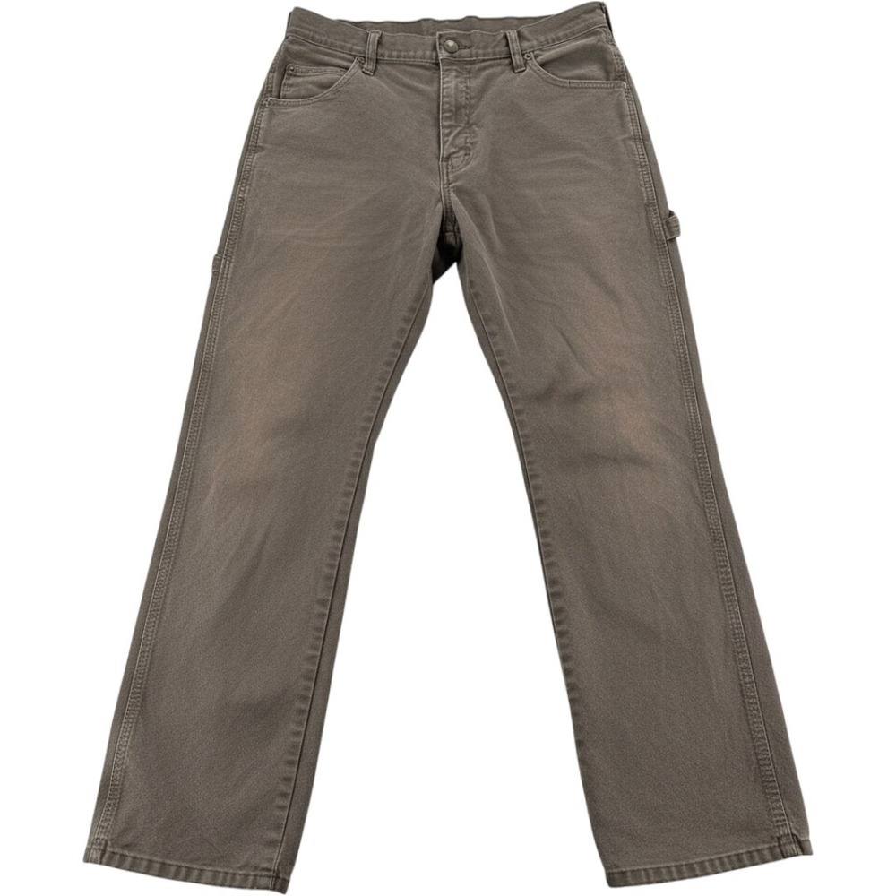 Genuine Dickies Carpenter Pants 34x32 Brown Duck Canvas Workwear Stretch